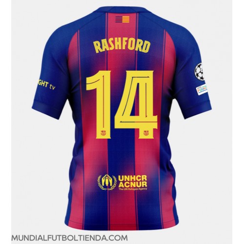 Camiseta Barcelona Marcus Rashford #14 Primera Equipación Replica 2025-26 mangas cortas
